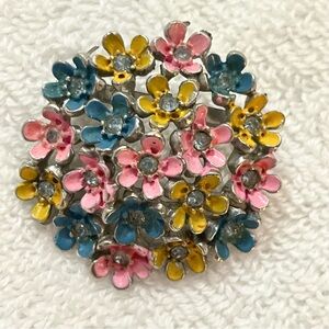 Vintage Brooch with Colorful Flowers